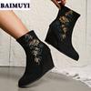 Print Wedges Women Suede Ankle Snow Boots High Heels Shoes 2025 Trend Winter New Sexy Chelsea Boots Elegant Pumps Mujer Botas