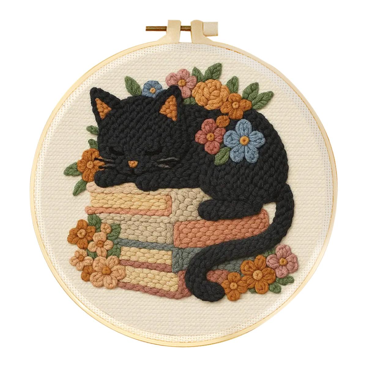 

Punch Needle Kit For Beginners Cute Dog Animal Punch Needle Poke Embroidery Set Cute Cat Cross Stitch Kits Adult Craft Supplies 20X20cm