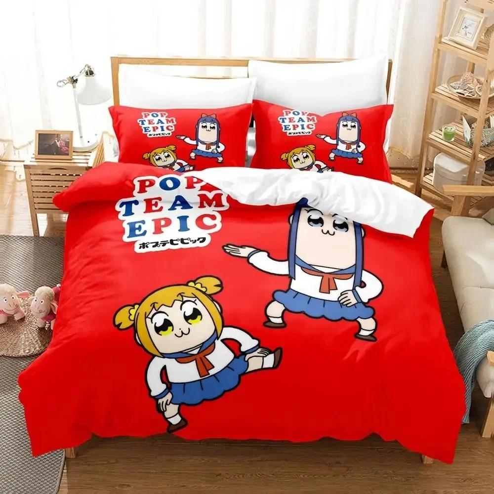 Anime Pop Team Epic PIPI Bedding Set Duvet Cover Bed Set Quilt Cover Pillowcase Comforter King Queen Size Boys Adult Bedding Set
