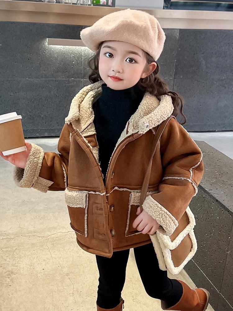Girls' Thick Winter Hooded Coat, Autumn/Winter 2025 Fashion
