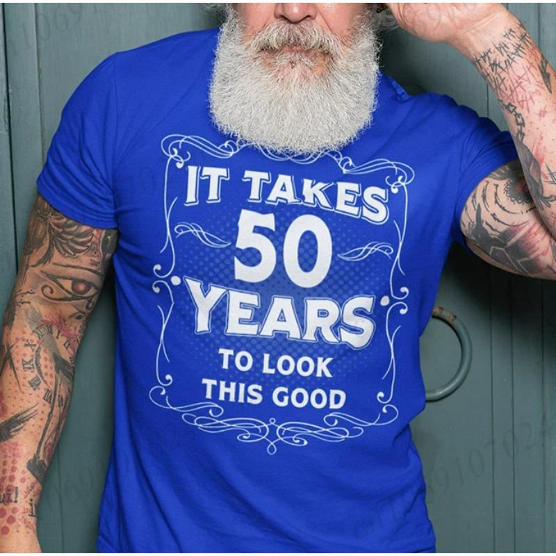 

Летняя мода Мужская футболка Смешная 50-й день рождения 3D-принт Топы с коротким рукавом Унисекс Повседневная Свободная Оверсайз Одежда для улицы XXS