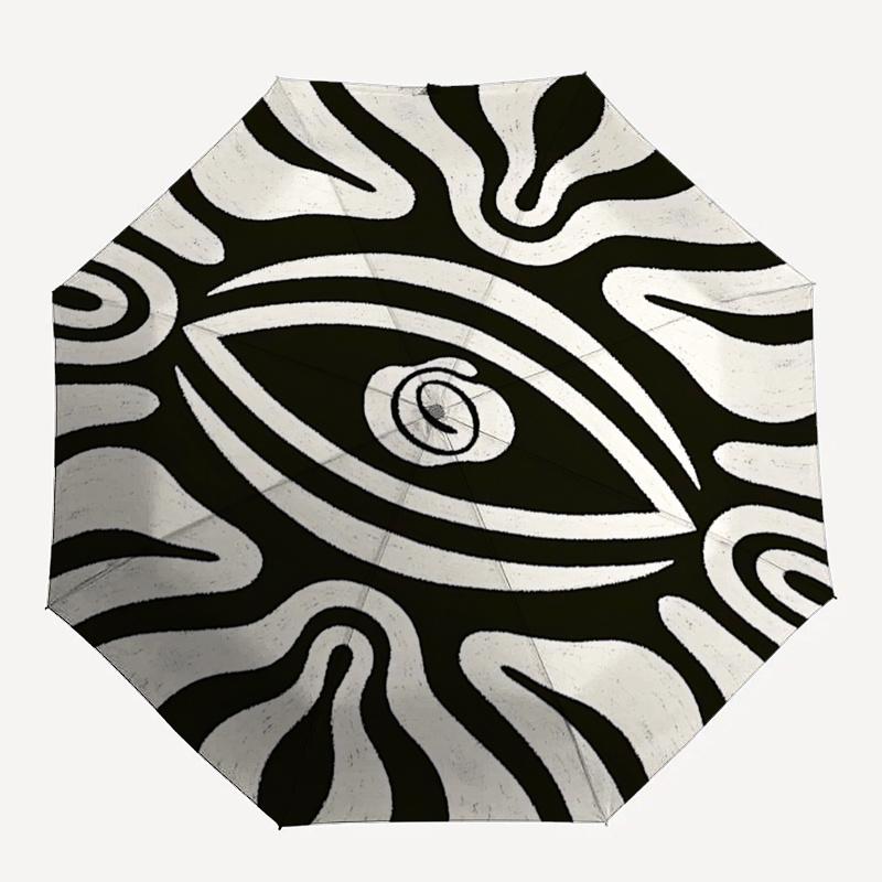 

Eye-catching Black & White Abstract Print Umbrella - Automatic Opening/Closing, Foldable Design,, Festival Gift for Fans, Travelers, Daily U