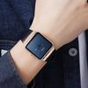 Square Watch Men Leather Strap Black Simple Thin Stylish Wristwatch Gentleman Waterproof Business Casual Male Gift Rose Gold Blue