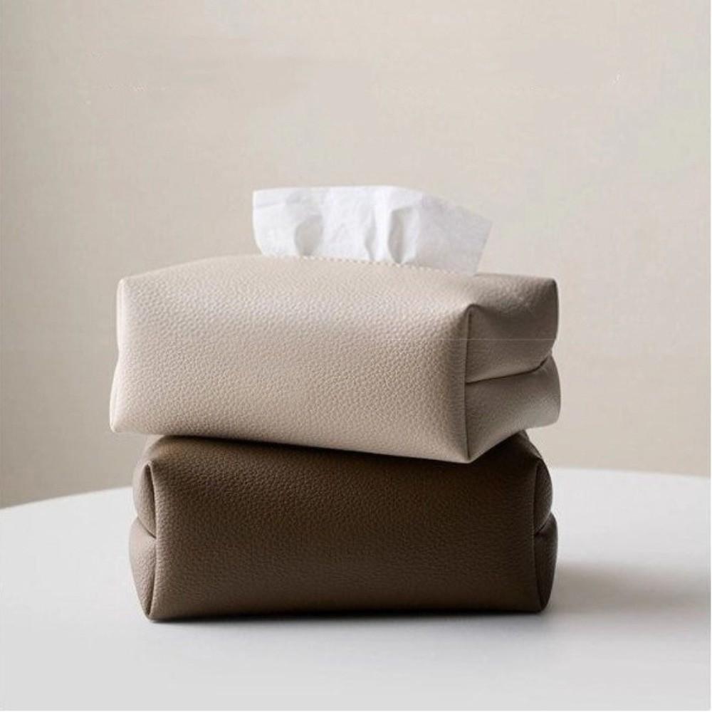 Artificial Leather Tissue Box Desktop Decoration Napkin Holder Tissue Storage Box  Living Room