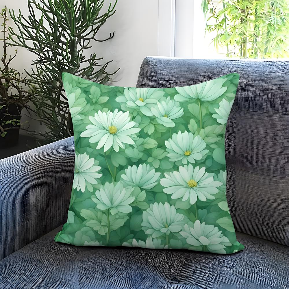 Mint Green Fresh Background Cushion Cover Comfortable Reversible Pillow Cover Ideal for Car Sofa Bedroom Beyond