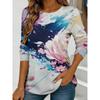 Women's Floral Print Long-sleeved T-shirt, Casual Round Neck, Loose Fit, Breathable, Everyday Autumn Fashion Top.