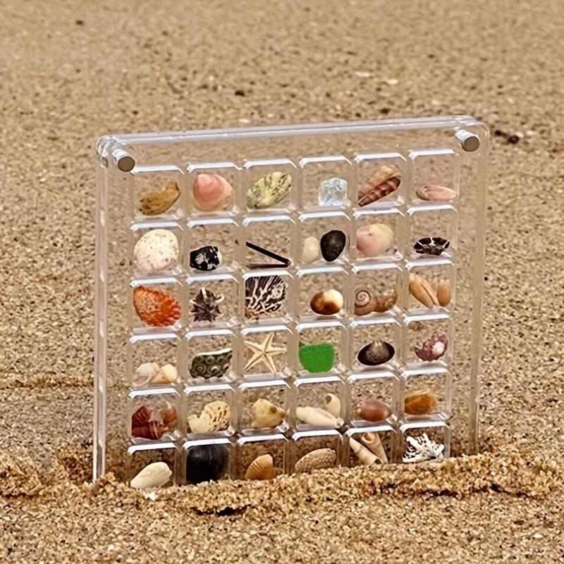 Acryl-Muschel-Displaybox mit 36 Fächern und Magneten, Langlebige Seestern-Schmuckaufbewahrungsbox für Perlen, Nägel, Schmuck