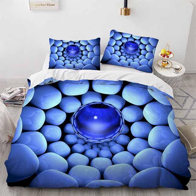 

Three-Piece Black Honeycomb 3D Digital Printing Home Textile Quilt Cover Bed Linen Bedding quilt cover 135*200*1 pillowcase 50*75*1