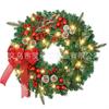 Christmas Decorations Set: LED String Lights Red Poinsettia Flowers Wreath Door Hanging Home Festive Interior