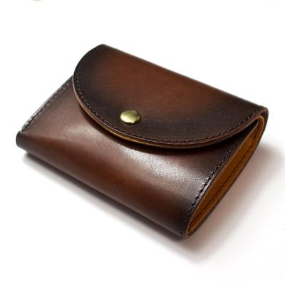 Gradation kompaktní peněženka MIRA Leather Genuine Leather Made in Japan Malá peněženka Trifold Ručně barvená QUATTRO/Tochigi Pánské Dámské (Canelé Brown)