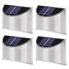 4 Stück Set Edelstahl Solarstrom LED Wandleuchte Lichtsteuerung für Gartenhofbeleuchtung