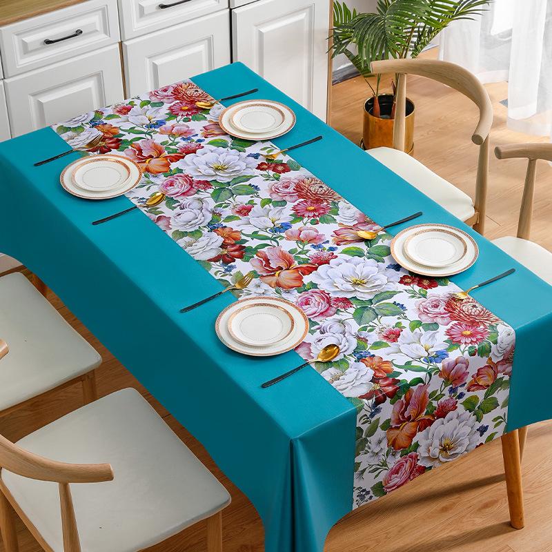 

Водонепроникна та жиростійка скатертина з ПВХ Ins Tea Rectangular Minimalist Floral Tablecloth 90*150cm