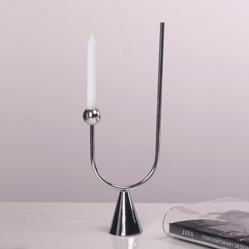 Half U-shaped Candlestick Minimalist Modern Luxury Model Room Restaurant Creative Decoration Nordic Simple Metal Soft Decoration