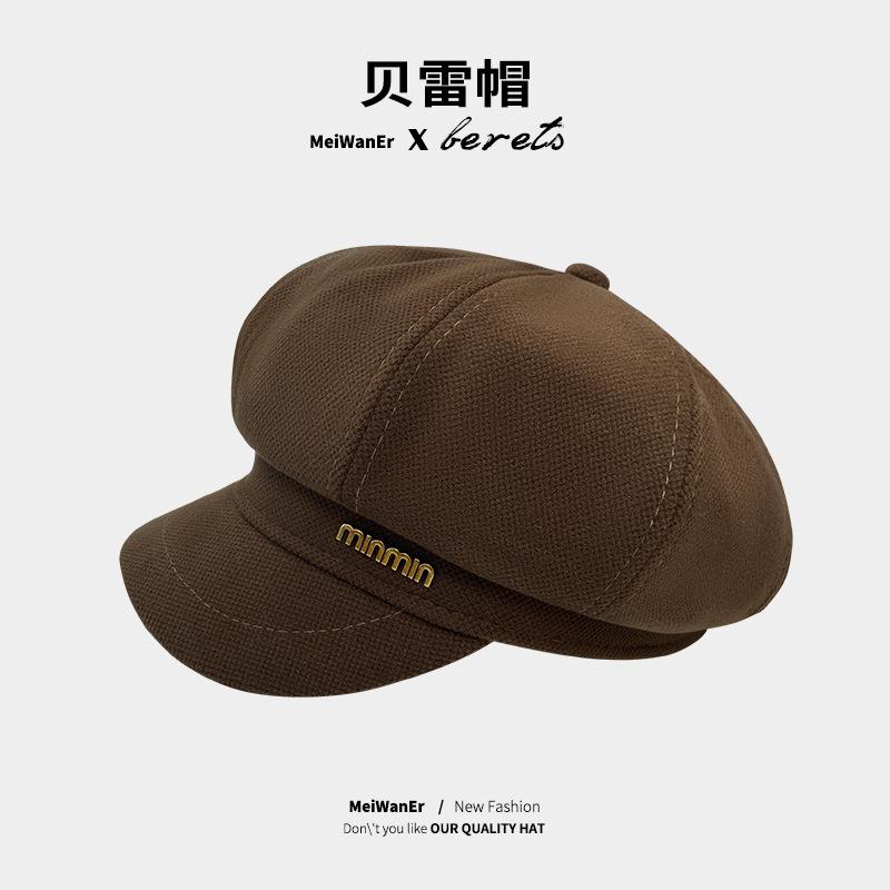 Retro Versatile Woolen Beret Showing Face Ducktongue Octagonal Hat Children'S Warm Windproof Newsboy Hat