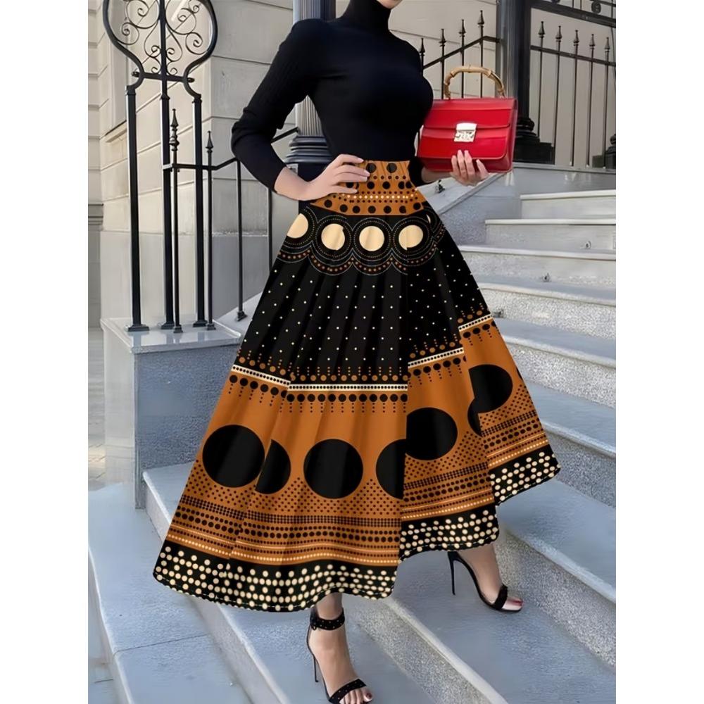 Printed Design Casual Style Black And White Stripes Pattern Half Skirt