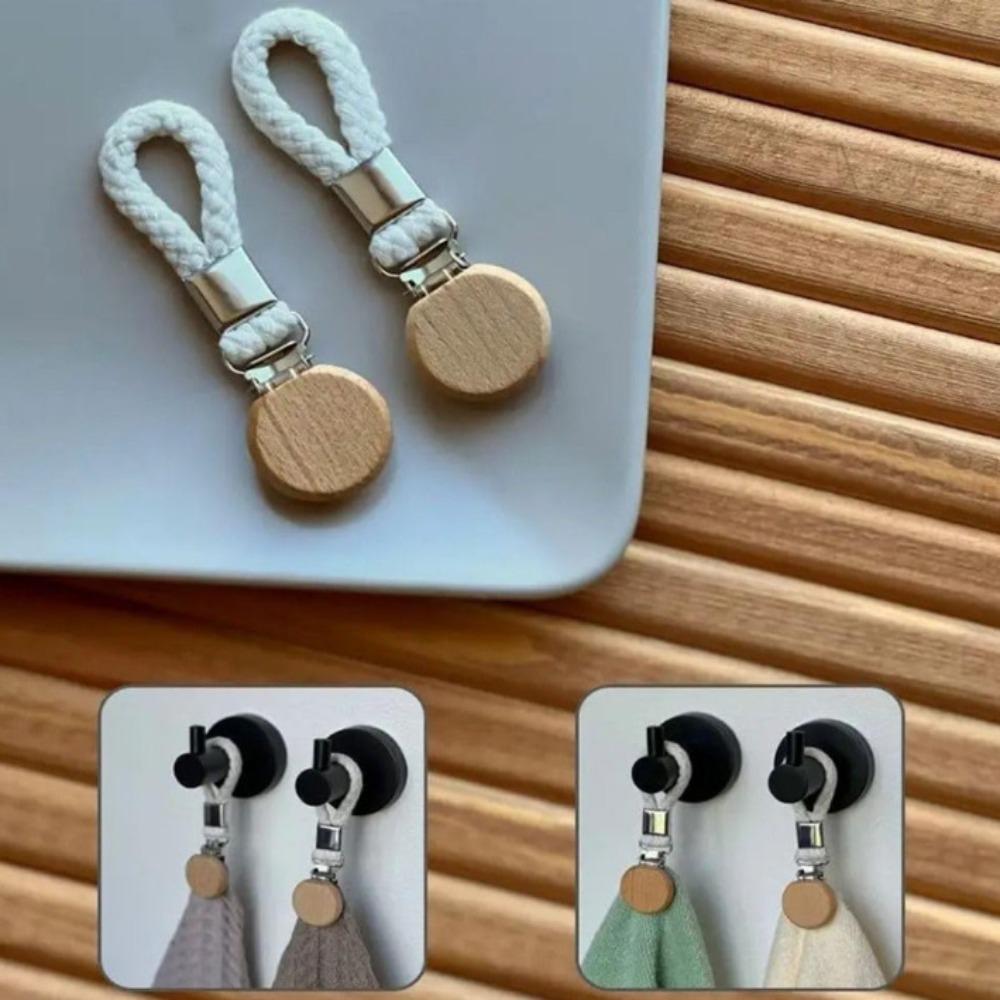 2 PCS Woven Rope Metal Storage Clip Multifunctional Wear-resistant Bathroom Towel Clip No-Drill Space Saving Towel Hanger