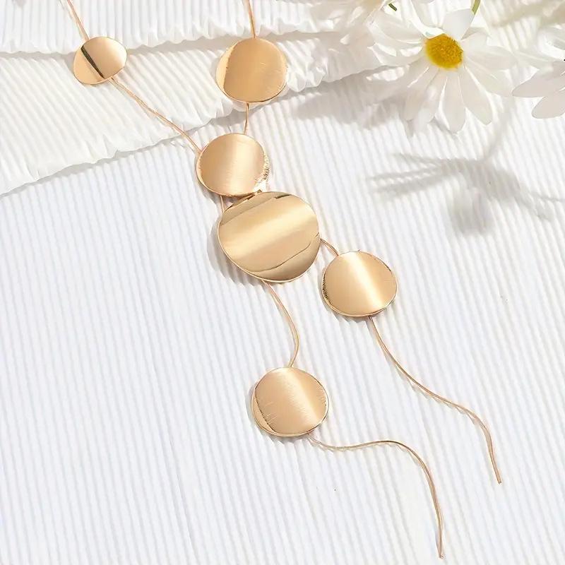 Creativity Trendy Geometric Metal Round Discs Long Pendant Necklace for Women Personality Exaggeration Party Collar Jewelry Gift