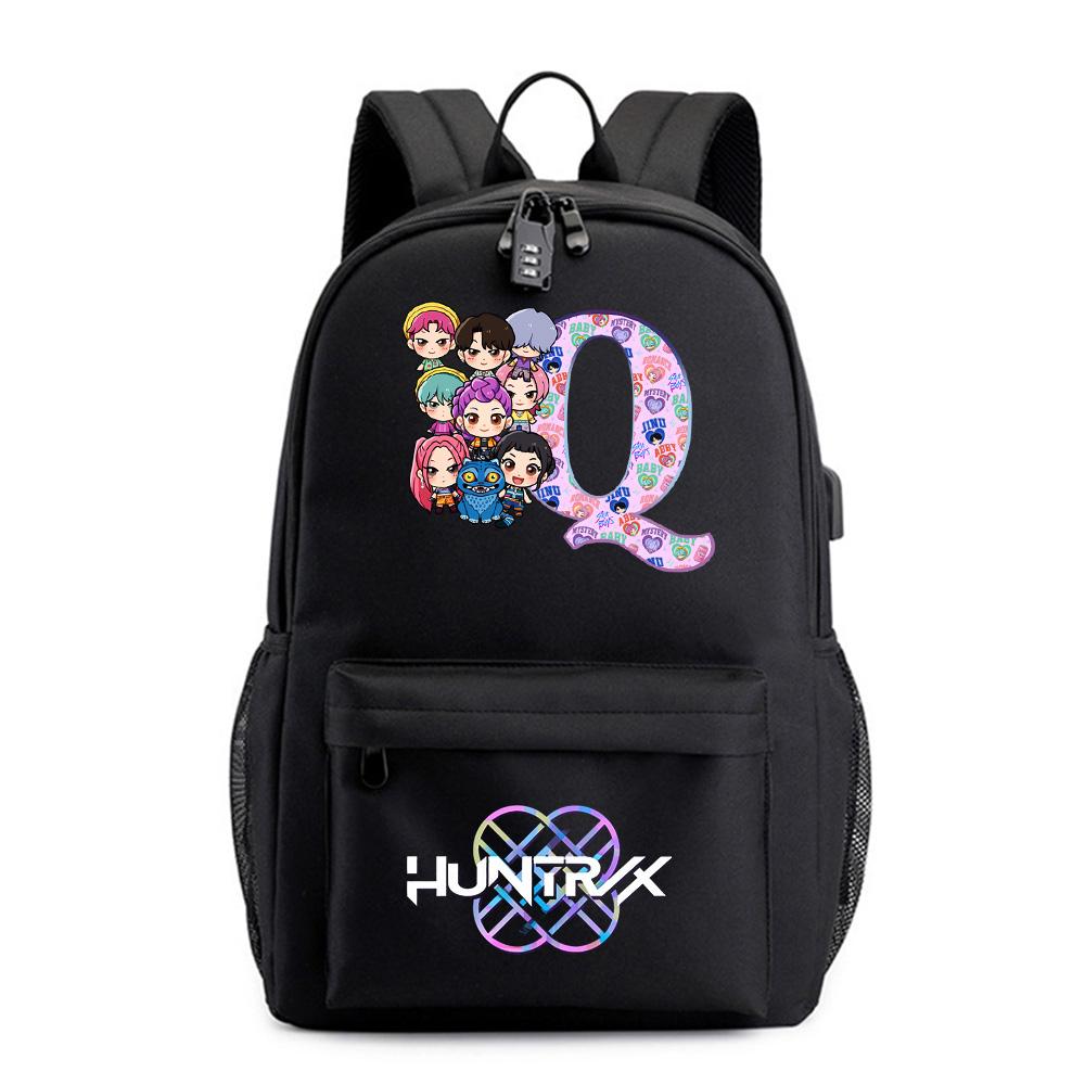 26 English Letter K-Pop Printed Backpack for Teenager Student Girl Boy Bookbag Schoolbag Women Large Capacity Waterproof Travel Bag Kid Gift