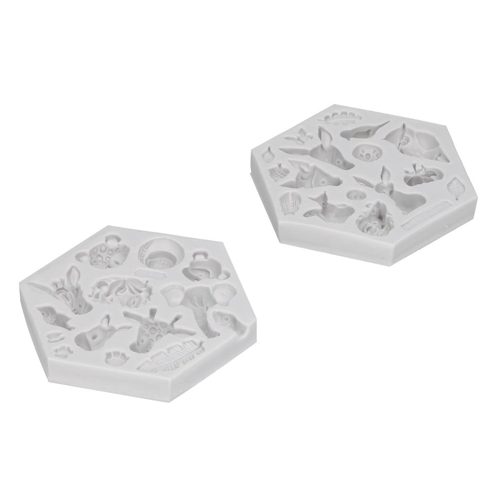 2Stk/Set Tiermuster Silikon Fondantform Schokolade Seife Kuchenform Backwerkzeug Grau