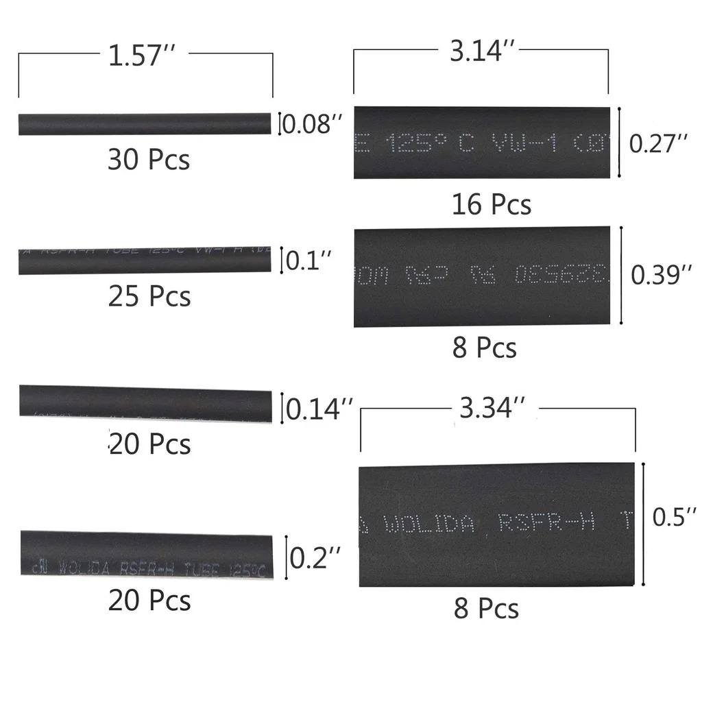 127pcs 7 Sizes Heat Shrink Sleeving Set Thermoresistant Tube Shrink Wrapping Wire Cable Polyolefin Wrap Tubing Ratio 2:1