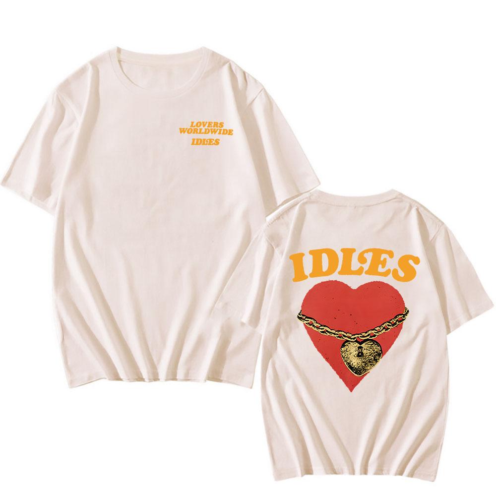 IDLES LOVERS WORLD WIDE Tshirts Short Sleeve Summer Cotton T-shirt Cotton Soft Men Women T Shirt Casua Punk Unisex Streetwear