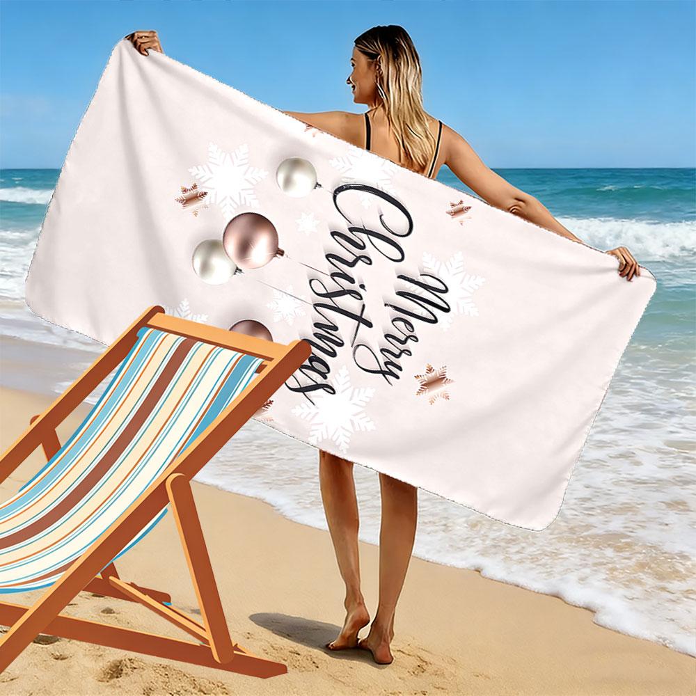 Merry Christmas Snowflake Design A must-have beach towel for beach travel