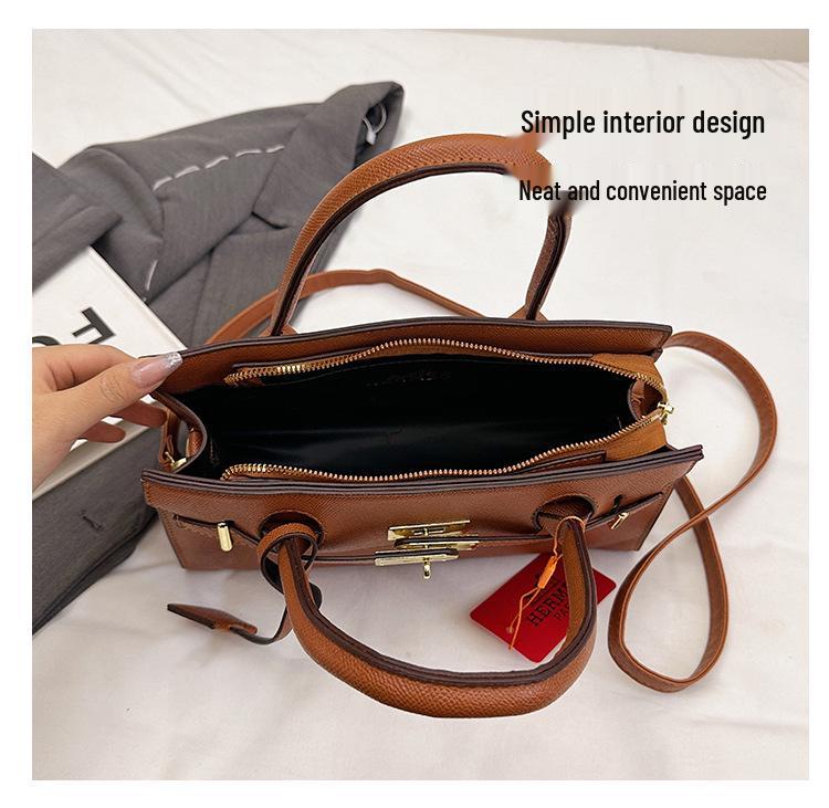 2025 Korean Style Large Capacity Textured Platinum Handbag - Versatile Women's Shoulder Crossbody Bag