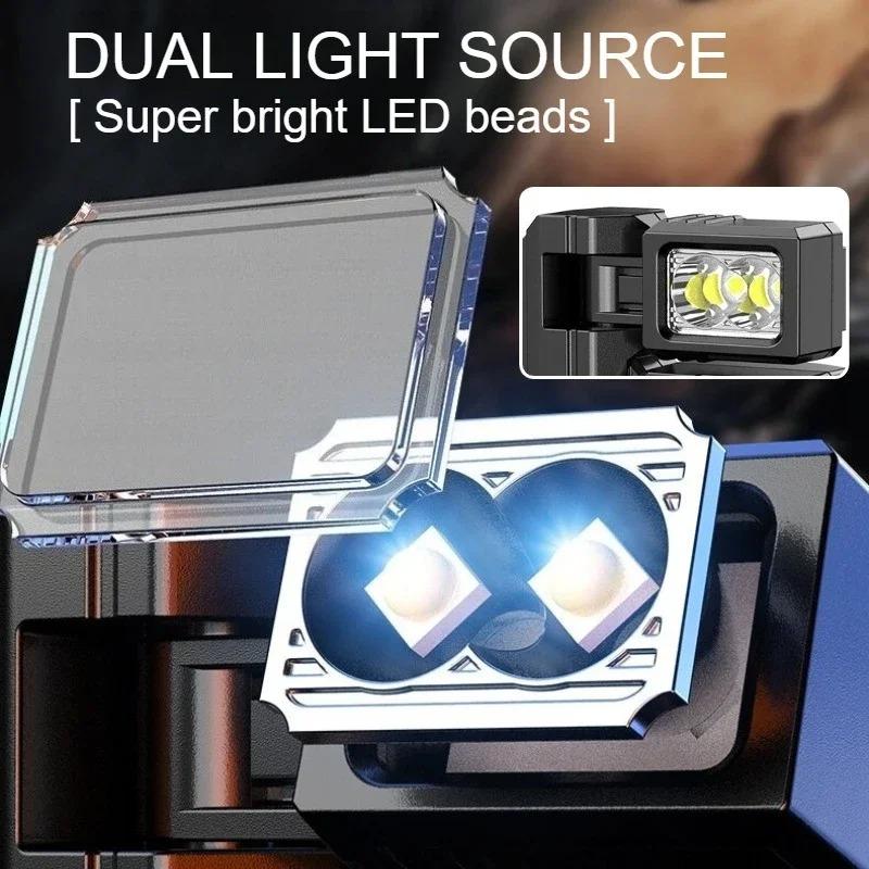 EDC Rotatable Work Light Type-C Rechargeable Magnetic Flashlight Outdoor Portable Emergency Warning Lamp Clip Torch For Camping Fishing