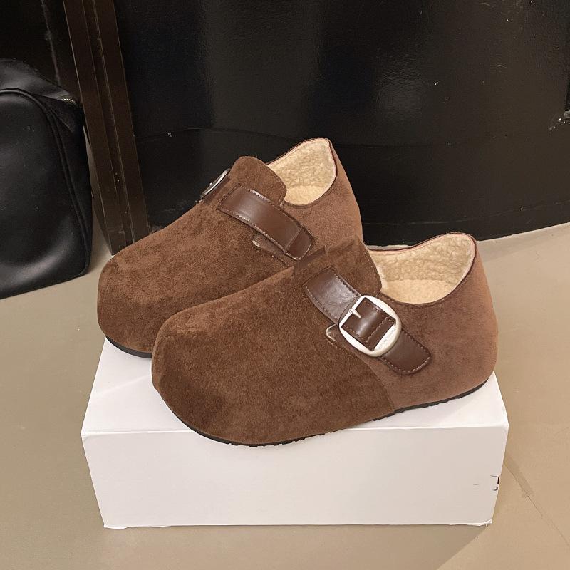 

Всё включено Birkenstocks, однопедальные туфли на плоской подошве, женская обувь 2025 новая осенне-зимняя бархатная коллекция Birkenstocks, обувь Doudou 40 кофейный