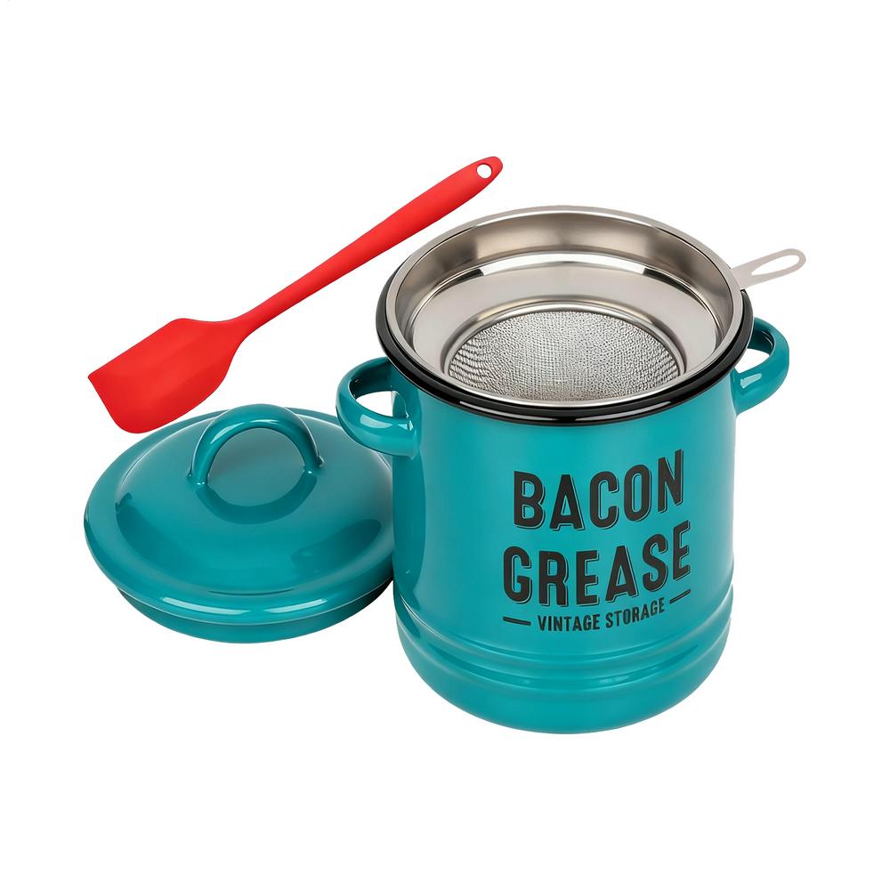Grease Container for Kitchen Large Capacity Grease Strainer and Container for Baking Roasting Meal Prep Holiday Camping