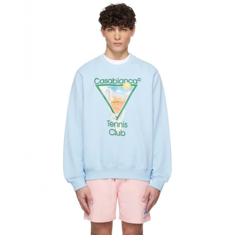 Casablanca Print Crew Neck Sweatshirt Couples Regular Fit Casual Top