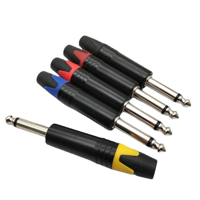 Nickel-Plated 6.35mm Mono Microphone Plug, Black Body