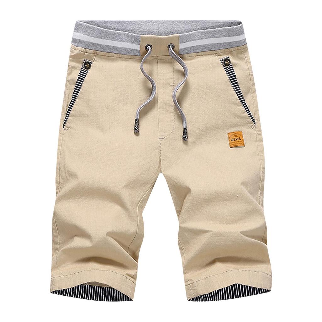 Men's Sports Cotton Linen Casual Loose Shorts Casual Pajamas Pocket Jogging Shorts Pants