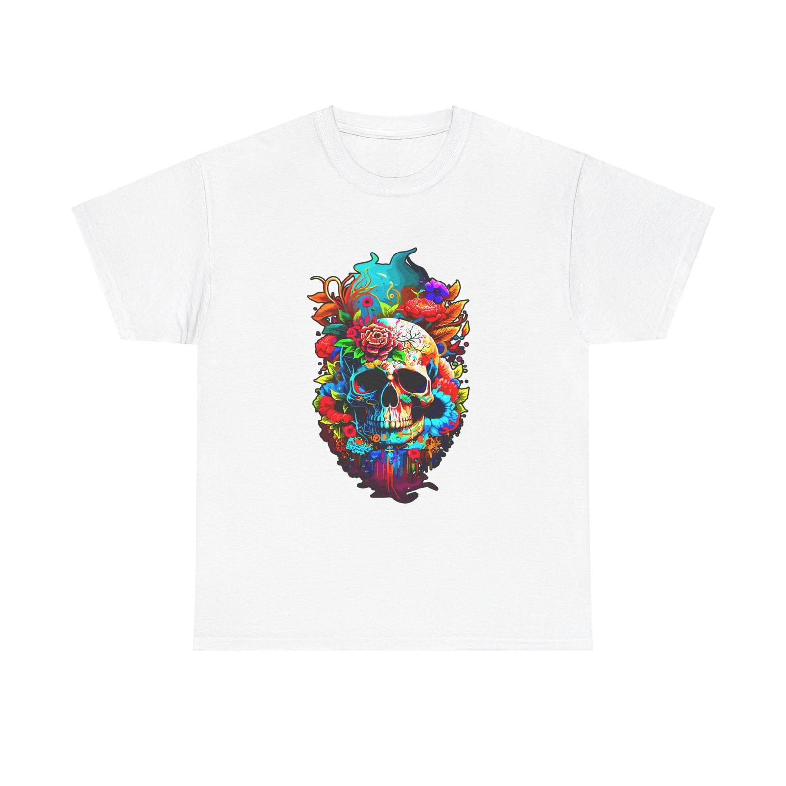 

SKULL COLORFUL SPLASH MOSAIC TRENDY GRAPHIC T SHIRT Unisex Heavy Cotton Tee 5XL різнокольоровий