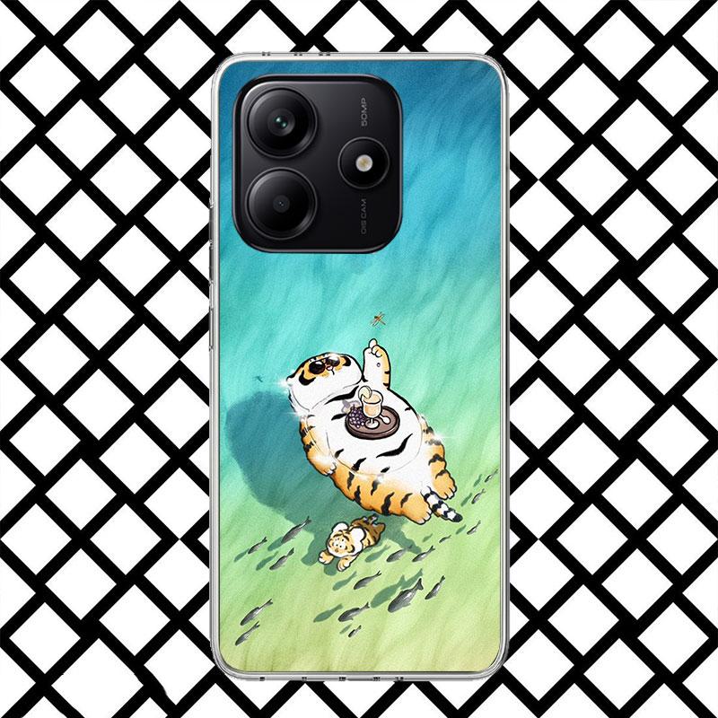 

Cartoon Fat Tiger Phone Case for Xiaomi Redmi Note 15 14 14S 13 12 12S 11 Pro Plus 11E 11T 11S 10S 5G Soft Cover Fundas Redmi No Redmi Note 11E Pro
