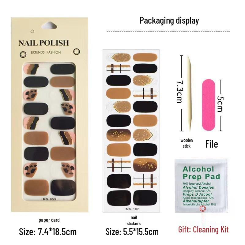 New Style Red Book Gel Nail Stickers: Semi-Western, Korean No-Bake Nail Art