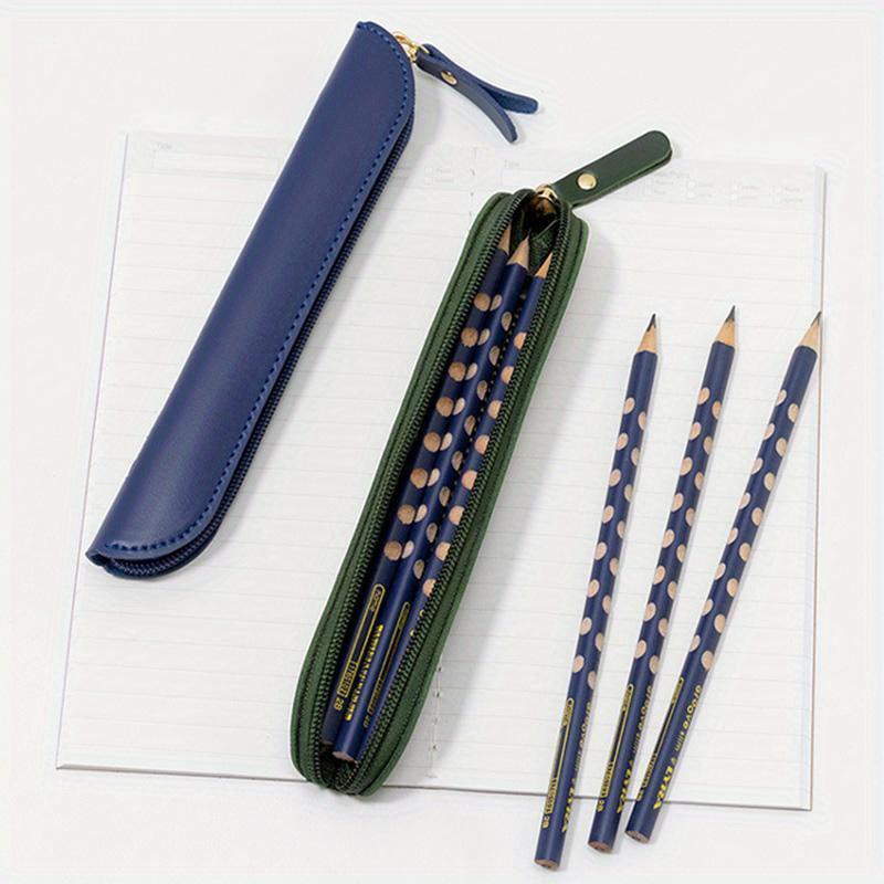 PU Leather Handmade Pencil Case Pen Cover Holder Stationery Creative Zipper Pencil Storage Bag Protective Cover School Supplies