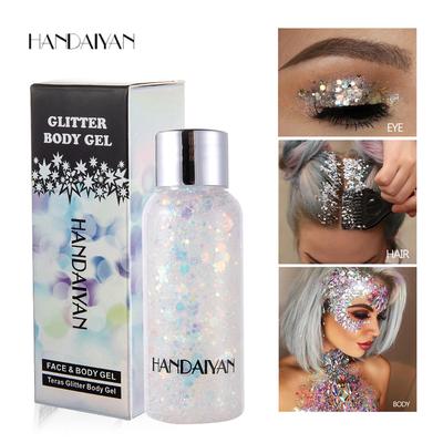 Glitter sombra de olho desempenho boate palco maquiagem lantejoulas corpo leite base líquida