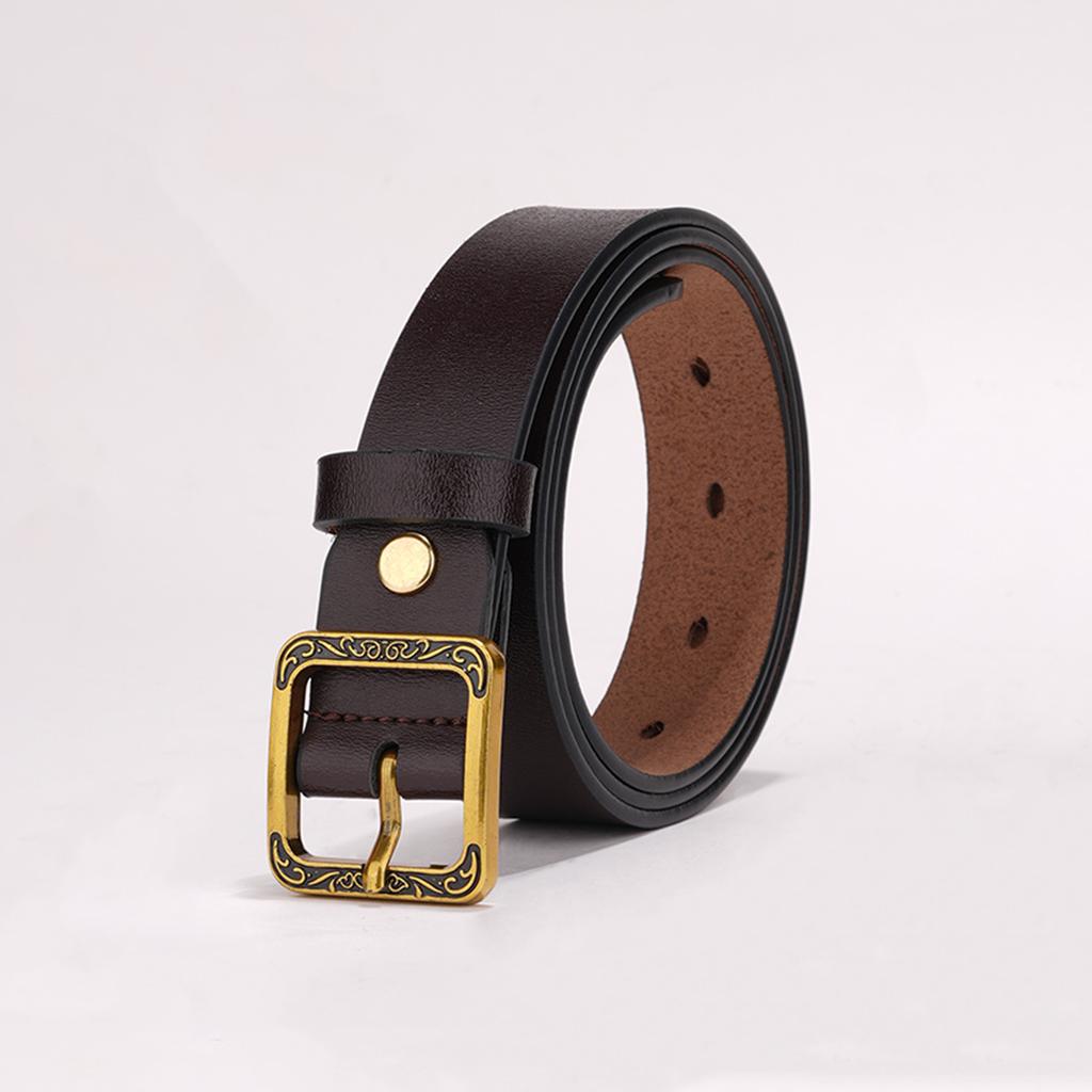 Light Luxury Niche Design Sense, Genuine Leather Women'S Belt, Two-Layer Cowhide Retro Pin Buckle, Fashionable And Versatile