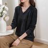 Women's Plus-Size Dopamine V-Neck Sweater Loose Collarbone-Showing High-Grade Hollow-Out Knit Top for Autumn & Summer