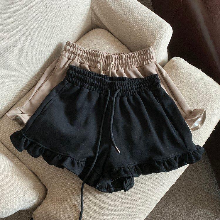 

Женские спортивные шорты с высокой талией и оборкой - Летний дизайн «Острая девочка» XL чёрный