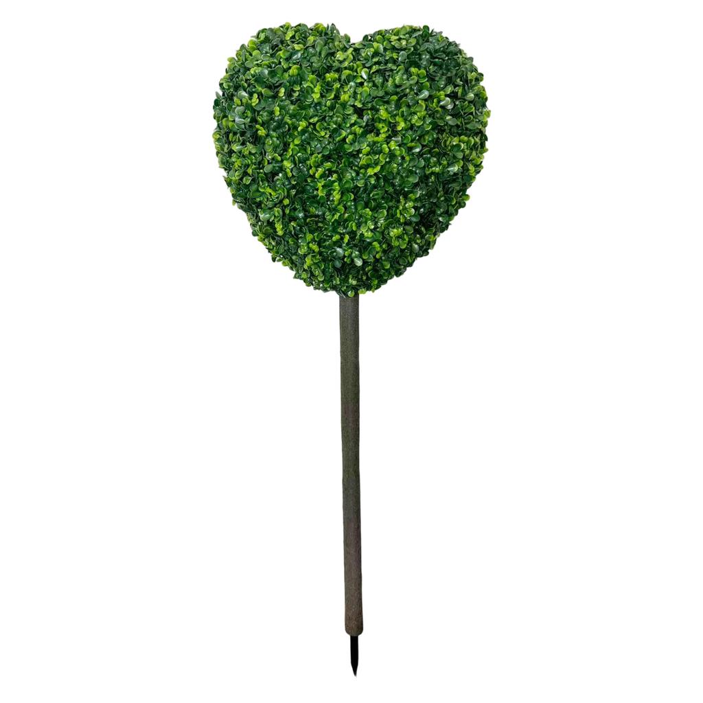 Artificial Heart Shaped Topiary Stake Faux Boxwood Garden Decoration for Outdoor or Indoor Display Use