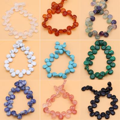 32Pcs/Strand Natural Stone Beads With Horizontal Hole,Handmade Drop Shape Crystal Agate Loose Spacer Beads for Jewelry Making DIY Accessories 10x12 Mm
