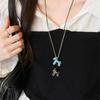 Colorful Horse Pendant Long Necklace for Women's Adjustable Sweater Chain Jewelry Fashion Accessory