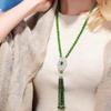 New Chinese Style Retro Versatile Necklace Jewelry Clothing Pendant Green Crystal Pendant