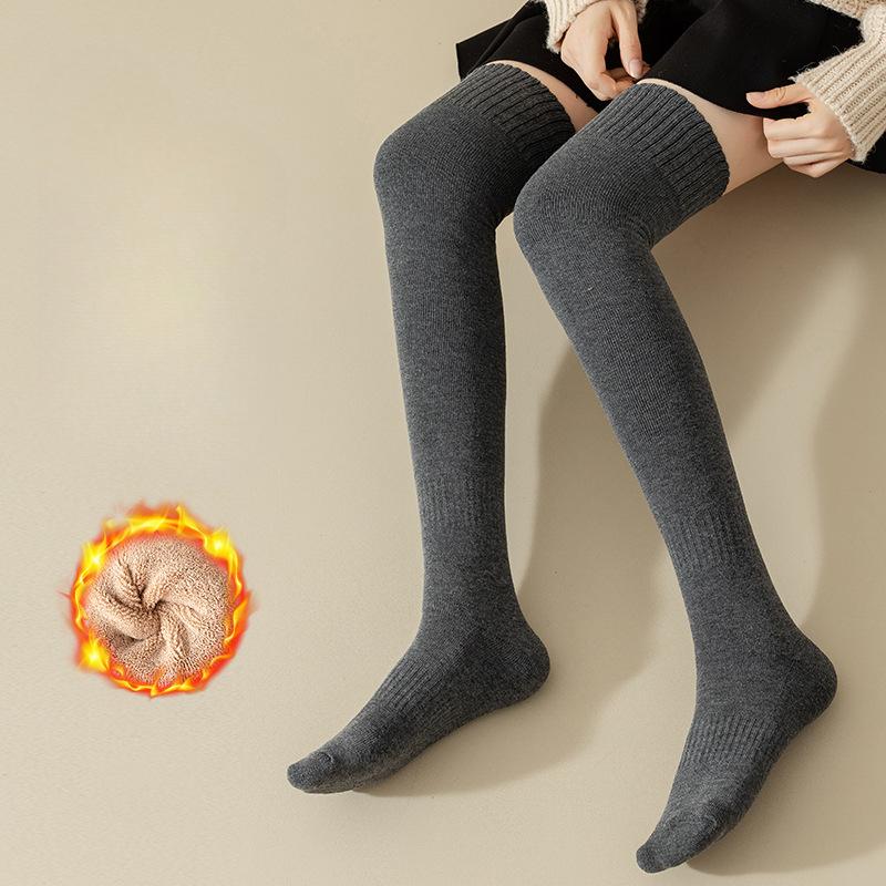 Knee-high Thigh-high Socks for Women, Thickened and Fleece Warm Long Socks, Winter Knee Protection Calf Socks, High Thigh-high Socks