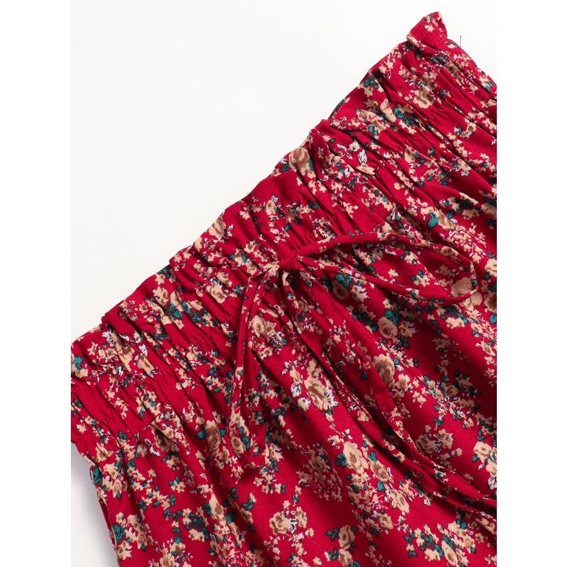 YYFS Lässige Röcke für Damen mit Blumenmuster und Frühlings-Sommer-Print