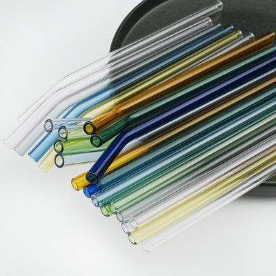 3 pezzi di cannucce in vetro borosilicato ad alta densità, colori cannucce riutilizzabili, set di accessori per cocktail bar ecologici, cannucce con spazzola