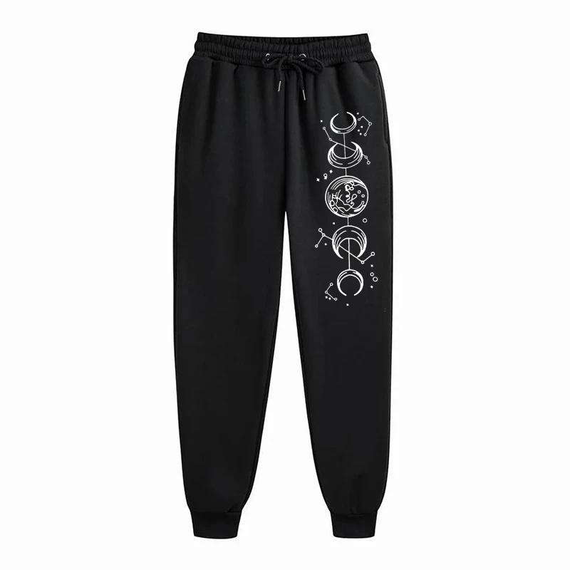 

Соединенные полумесяцы принт Повседневные универсальные женские фитнес-джоггеры Модные брюки Кулиска Карманы Спортивные штаны S