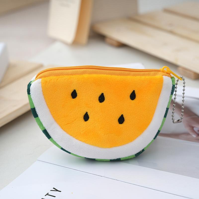Funny Watermelon Coin Purse Cute Soft Fruit Shaped Zipper Wallet Small Portable Earphone Storage Pouch for Girls Outdoor Use